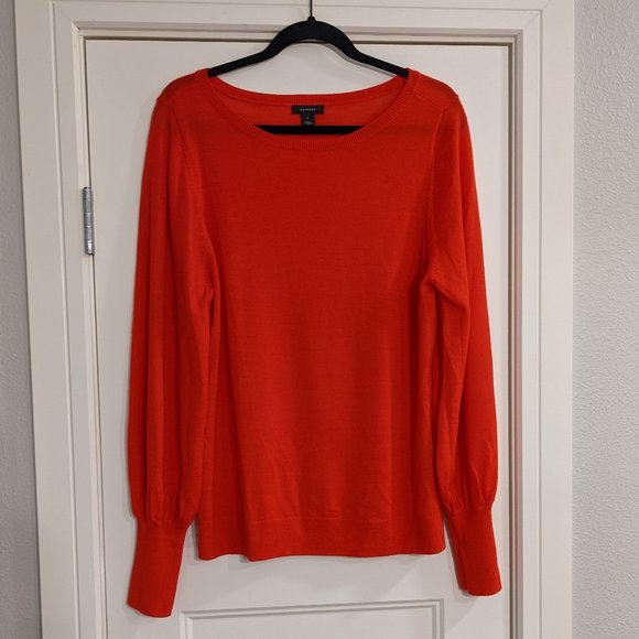 HALOGEN Red Bishop Sleeve Merino Blend Sweater SZ L - Picture 5 of 10